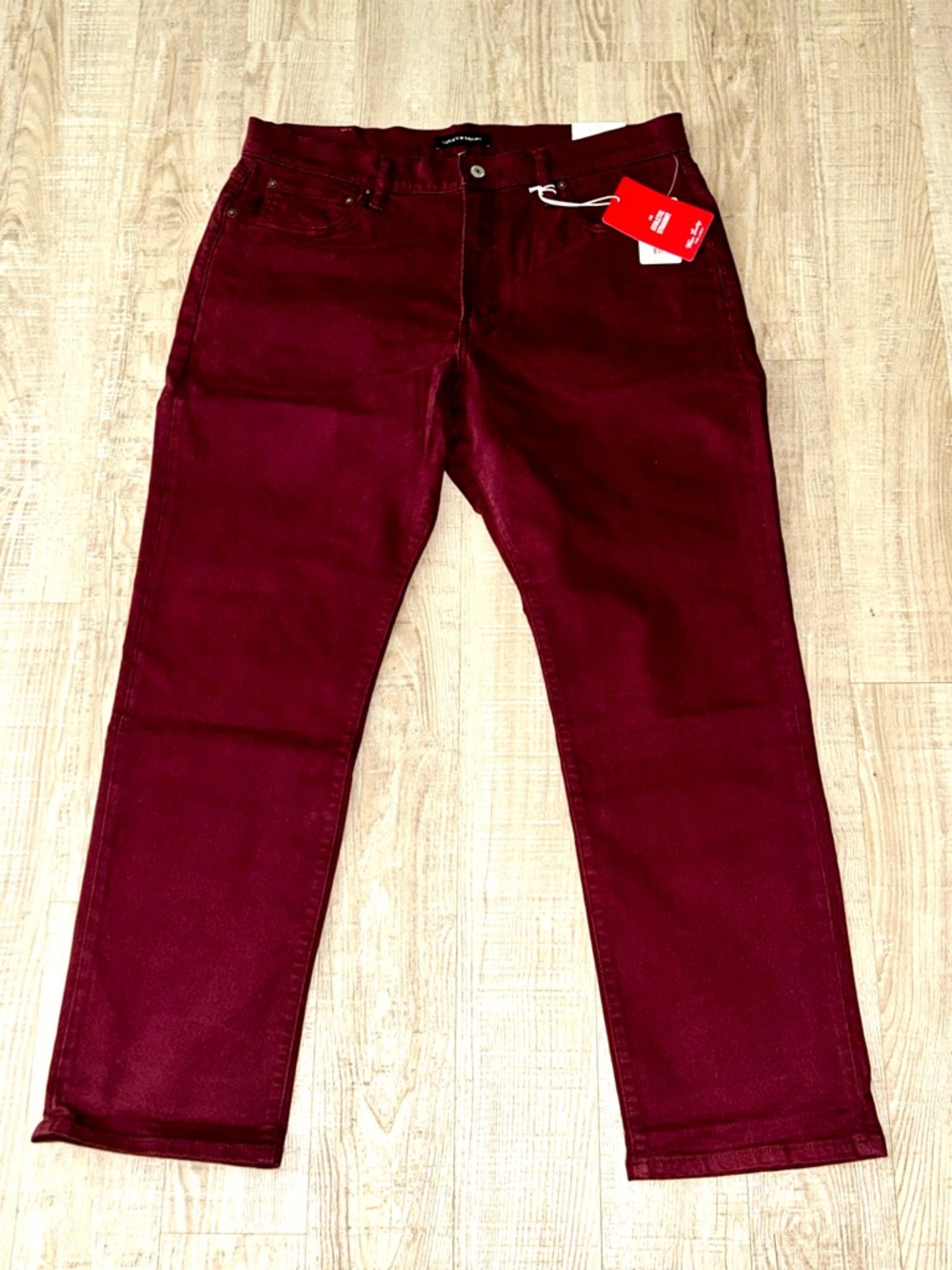 Lucky Brand Men's 420 Athletic Straight Pants in deep maroon
